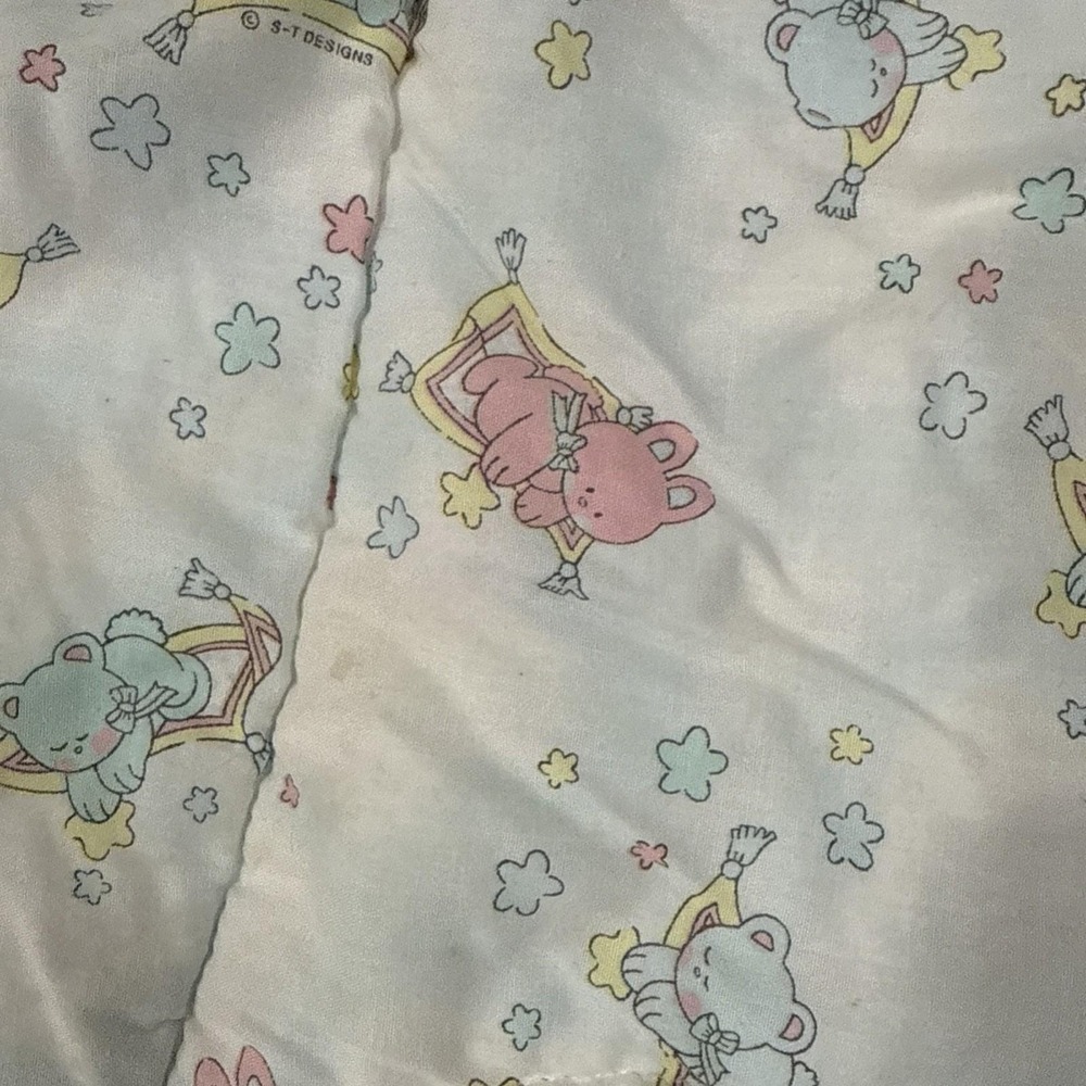 Vintage Baby Crib‎ Quilt Blanket Baby Animals 33x42 - Picture 3 of 4